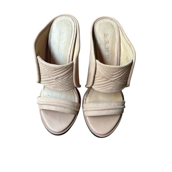 L.A.M.B. Gwen Stefani Tan Double Strap Leather Mule Stiletto Open Toe Heels - 6 - Picture 7 of 12